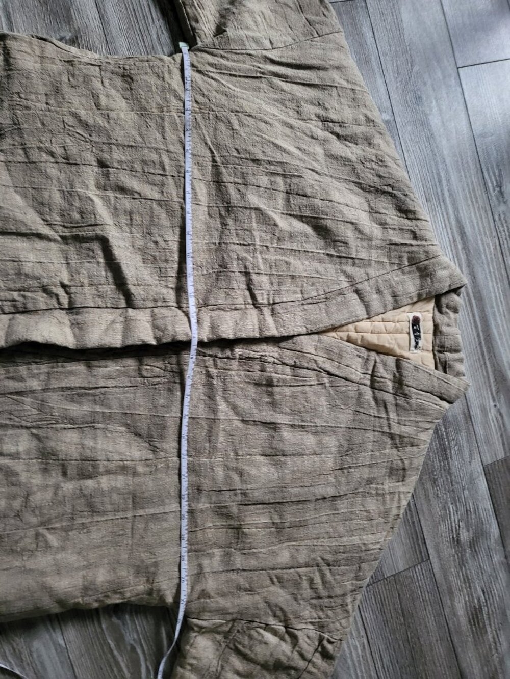 NWOT Heavy Raw Linen Kimono Coat Quilted Cotton Lined Haori Oatmeal - Picture 11 of 13